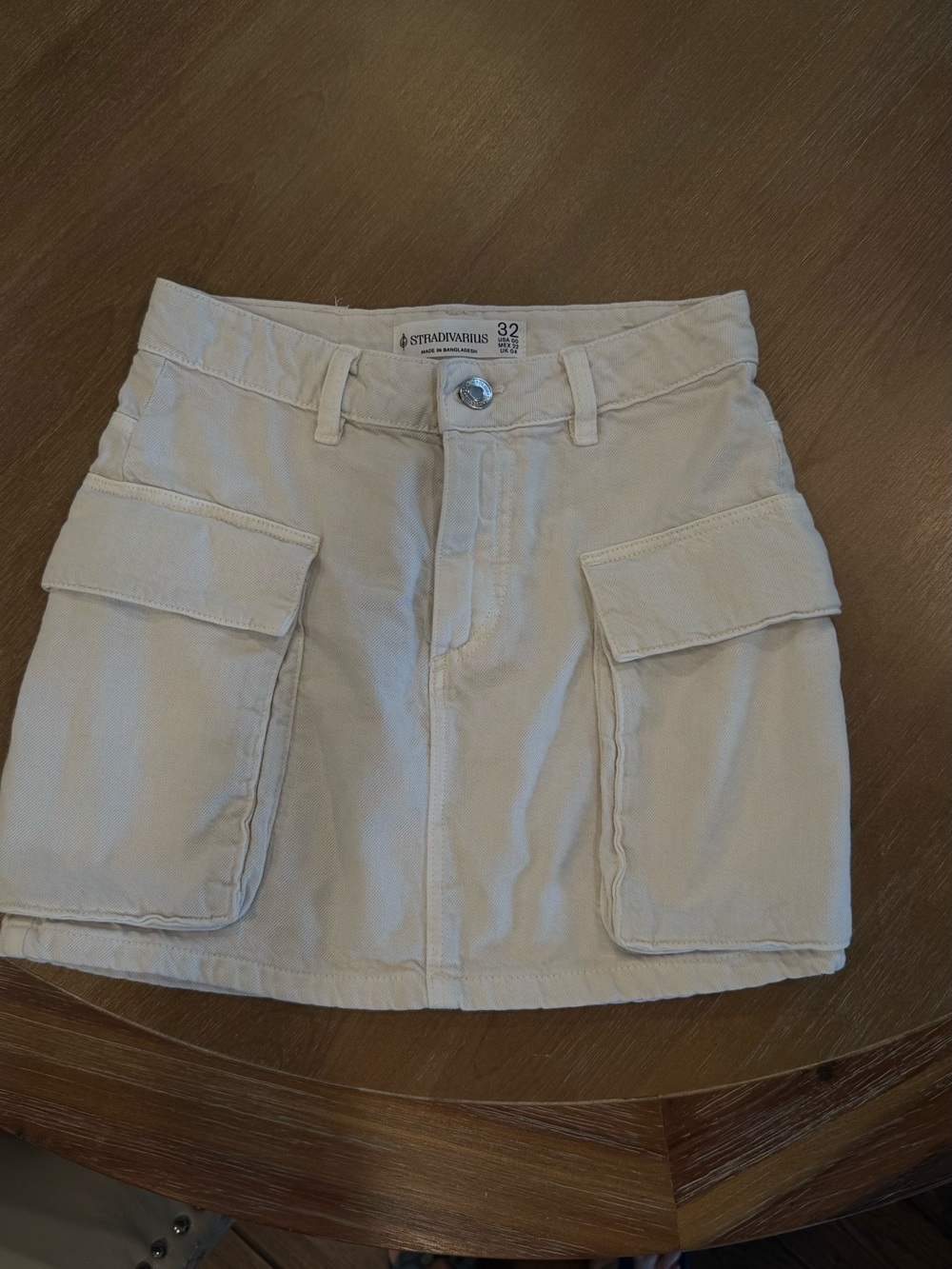 Stradivarius Cream Cargo Mini Skirt